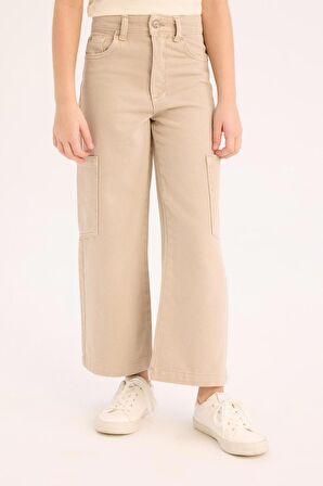 DeFacto Kız Çocuk Wide Leg Kargo Geniş Paça Jean Pantolon C0451A825SMBG122