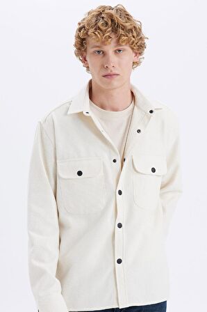 DeFacto Relax Fit Düğmeli Cepli Uzun Kollu Gömlek A6872AX24AUBG766