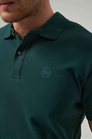 Ds Damat Regular Fit Haki Pike Dokulu %100 Pamuk Kıvrılmaz Polo Yaka Nakışlı T-Shirt 4HC14ORT51000 4HC14ORT51000