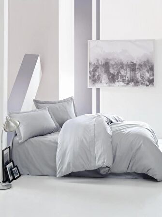 Cotton Box Elegant Gri Çift Kişilik Saten Nevresim Takımı