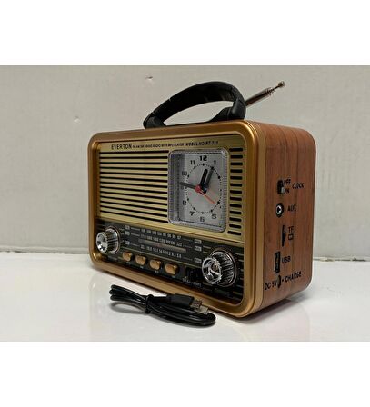 Vintage Saatli Fm Radyo Bluetooth Müzik Çalar Radyo Eskitme Nostalji Radyo Mp3 Çalar Everton rt-781