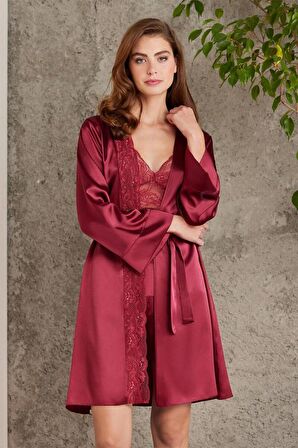 Pierre Cardin 4lü Gecelik Çeyiz Takım Bordo
