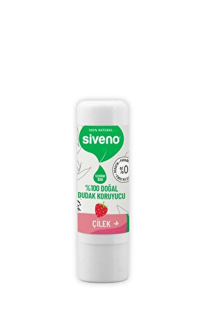 Siveno %100 Doğal Dudak Koruyucu Çilek Bitkisel Lip Balm Dudak Kremi Nemlendirici Parlatıcı Onarıcı 6 gr