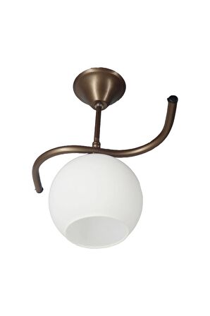 Fuji Bronz Tekli Beyaz Camlı Avize | Kaliteli Modern Metal Avize