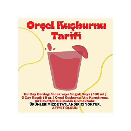 Orçel Kuşburnu Aromalı İçecek Tozu Oralet Çay 300gr.x 15 Adet