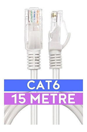 15 Metrelik Cat6 Lan Fabrikasyon Internet Data Kablosu(Ethernet Modem RJ45 Uçlu Jacklı Network Adsl)