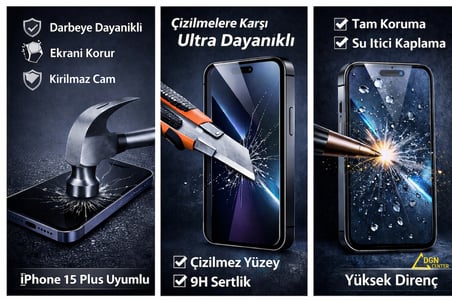 İphone 15 Plus Uyumlu Kırılmaz Ekran Koruyucu
