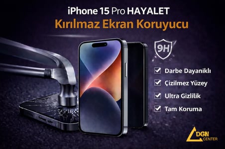 İphone 15 Pro Uyumlu Hayalet Kırılmaz Ekran Koruyucu