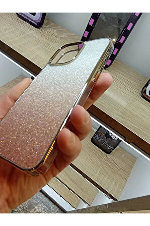 İPhone 15 Pro Max Taşlı Kapak İçi Karbon Hologramlı Darbe Korumalı Kılıf