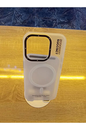 İPhone 15 Pro Uyumlu Premium MagSafe Beyaz Mat Kılıf
