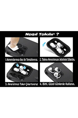 Iphone 15 Pro Max - 15 Pro Safir Kamera Lens Koruyucu Natural Titanyum