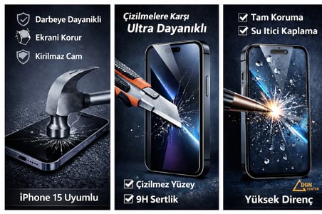  İphone 15 Uyumlu Kırılmaz Ekran Koruyucu