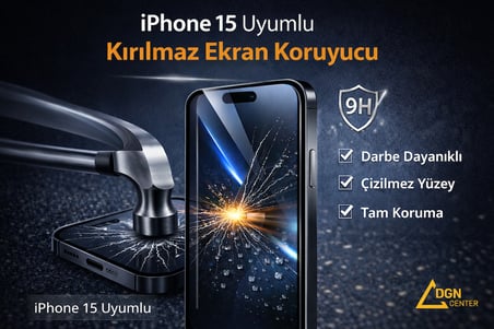  İphone 15 Uyumlu Kırılmaz Ekran Koruyucu