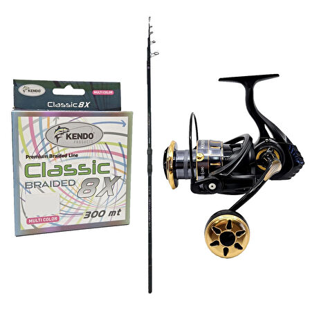 YekOutdoor Profesyonel Olta Seti Okuma Ceymar Tele surf 4.30M Surf Kamışı&Kendo Black Bass GP6000 5+1BB Olta Makinesi