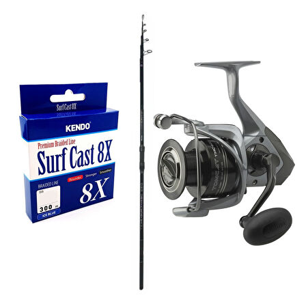 YekOutdoor Profesyonel Surf Olta Seti Okuma Ceymar Tele surf 4.30M 6 Parça Surf Kamışı&Okuma Tomcat TMC-8000 6+1bb Olta Makinesi