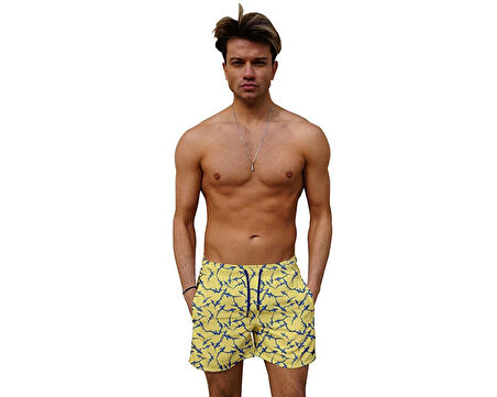 Miami Beach 195 Sarı Dijital Erkek Sort 195-SARI-DIJITAL-ERKEK-SORT Erkek Şort Mayo Sarı