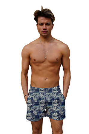 Erkek Havuz Deniz Şort Desenli 197 | L