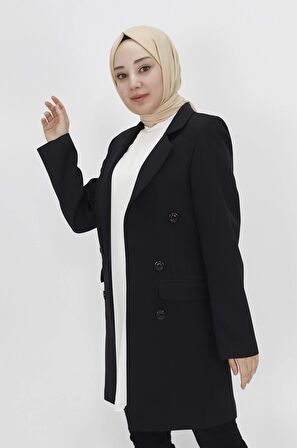Düğme Detaylı Hakim Yaka Blazer Ceket