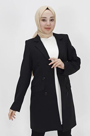 Düğme Detaylı Hakim Yaka Blazer Ceket