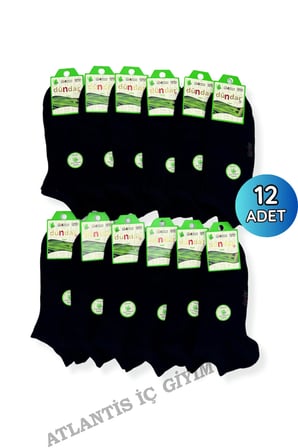 Kadın Bambu Patik Çorap 12'li