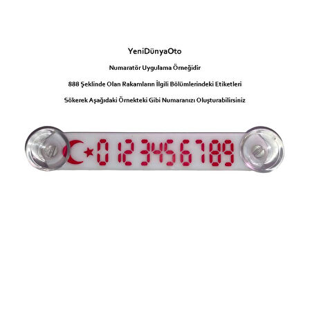  Cama Vantuzlu Oto Araç içi Telefon Numaratör,Telefon No Gösterici, Beyaz-Kırmızı YDNMR024