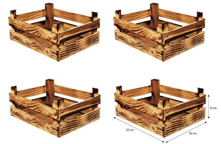 4'lü Ahşap Dekoratif Sunum Kasası Büyük Boy