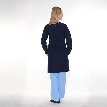 Formteks Kadın Temizlik Önlük Lacivert Çizgi Garnili