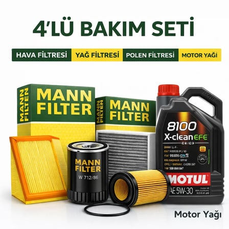 MANN Chevrolet Aveo / Kalos 1.4 Motul X-Clean 5W-30 Motor Yağı Filtre Seti (2003-2009) 4 Lü