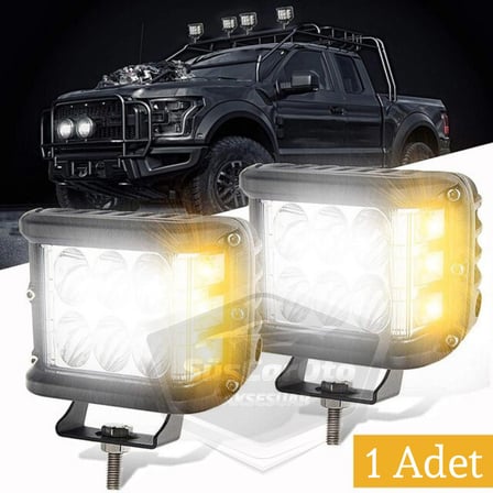 Off Road Led Lamba Delici Yayıcı Beyaz Turuncu Flaşlı Kare Sis Farı Projektör 45W 12 Led Metal Arazi Çalışma Lambası 1 Adet