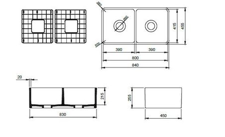 Bocchi Lavello Dekorlu Çift Gözlü Eviye 85 cm Beyaz 1601-001-0120