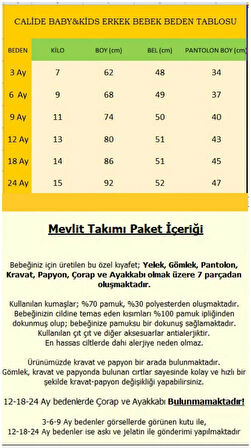 Erkek Bebek Kravat-papyonlu Mevlüt Takımı / Mevlütlük Takım