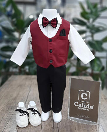 Erkek Bebek Kravat-papyonlu Mevlüt Takımı / Mevlütlük Takım / Bordo-siyah