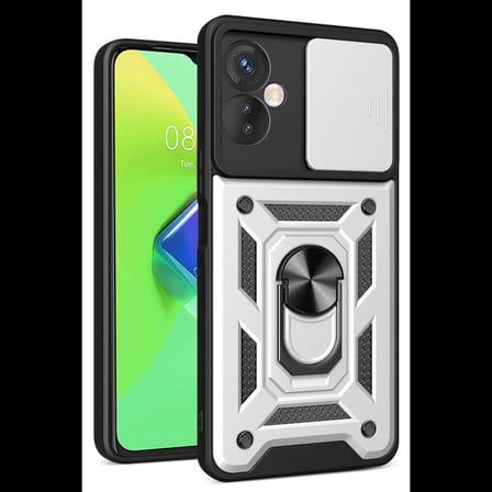 İnfinix Hot 30 4G Kılıf Pars Lens Yüzüklü Silikon - Gümüş