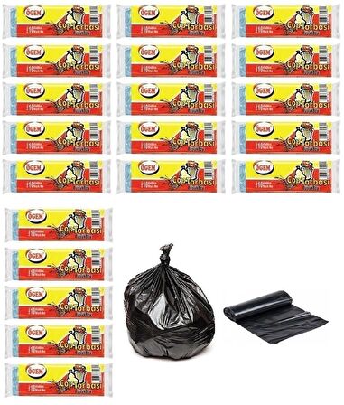 Ögem Büyük Boy Çöp Poşeti 65x80 Cm 50 Lt 10'lu Rulo 20 Paket Siyah