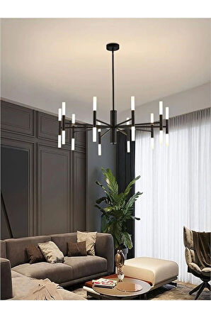 Ledli Plafonyer Modern Aydınlatma Siyah Sarkıt Ledli Salon Avize