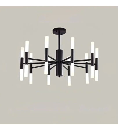 Ledli Plafonyer Modern Aydınlatma Siyah Sarkıt Ledli Salon Avize