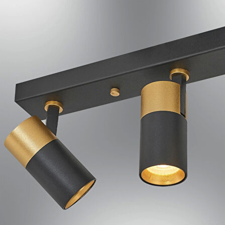 4'lü Modern Siyah Gold Spot Avize