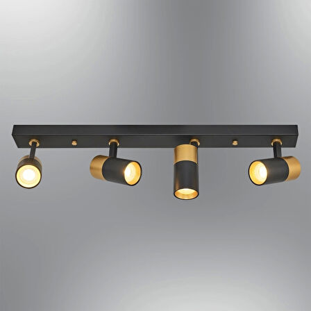 4'lü Modern Siyah Gold Spot Avize