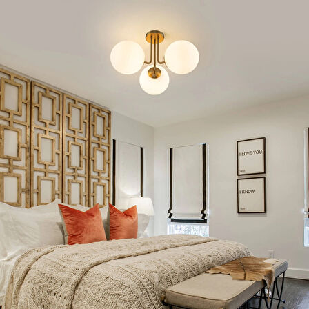 Rsylight 3'lü Modern Eskitme Kaplama Plafonyer ve  Camlı Plafonyer