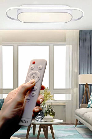 Modern Led Avize Plafonyer Üç Renkli Beyaz Kumandalı