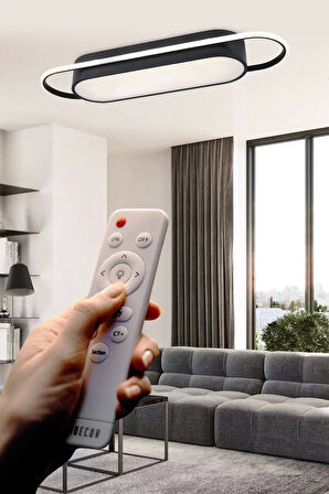 Modern Led Avize Plafonyer Üç Renkli Siyah Renkli Kumandalı