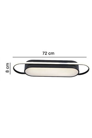Modern Led Avize Plafonyer Üç Renkli Siyah Renkli Kumandalı