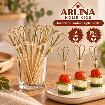 Dekoratif Bambu Kalpli Kürdan 9 CM 50'li Paket