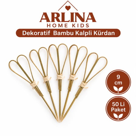Dekoratif Bambu Kalpli Kürdan 9 CM 50'li Paket