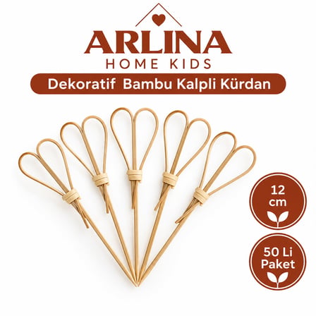 Dekoratif Bambu Kalpli Kürdan 12 CM 50'li Paket
