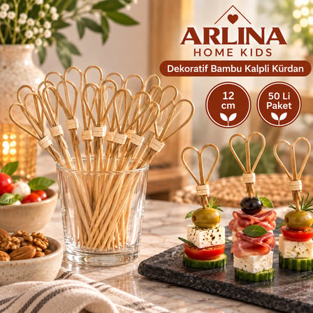 Dekoratif Bambu Kalpli Kürdan 12 CM 50'li Paket