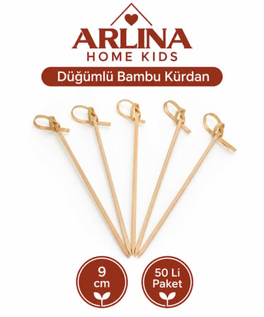Düğümlü Bambu Sunum Kürdan 9 cm 50'li paket