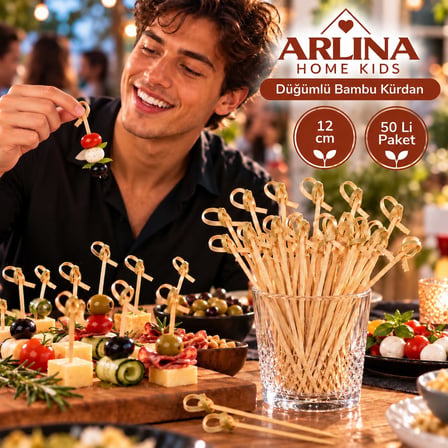 Düğümlü Bambu  Sunum Kürdan 12 CM 50'li Paket
