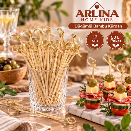 Düğümlü Bambu  Sunum Kürdan 12 CM 50'li Paket