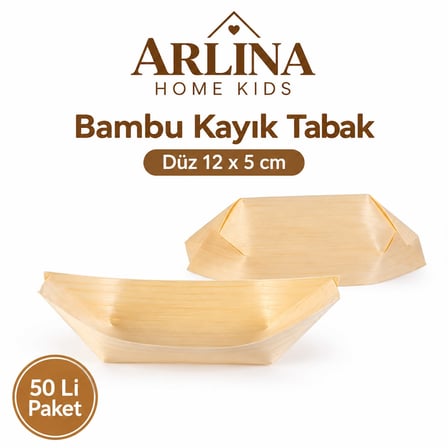 Arlina Home Kids Bambu Kayık Sunum Tabağı 12x5 cm 50'li Paket
